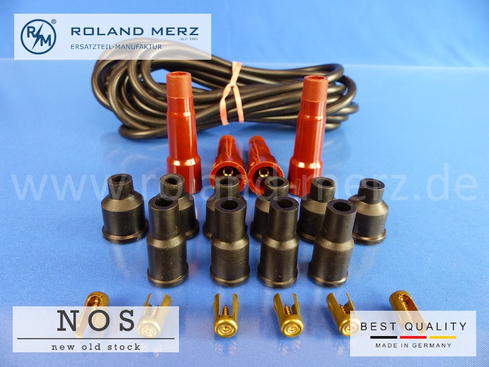 P1140175 Universal Zündleitungssatz für 4 Zylinder-Typen mit Bakelite Kerzensteckern, Wasserschutzkappen