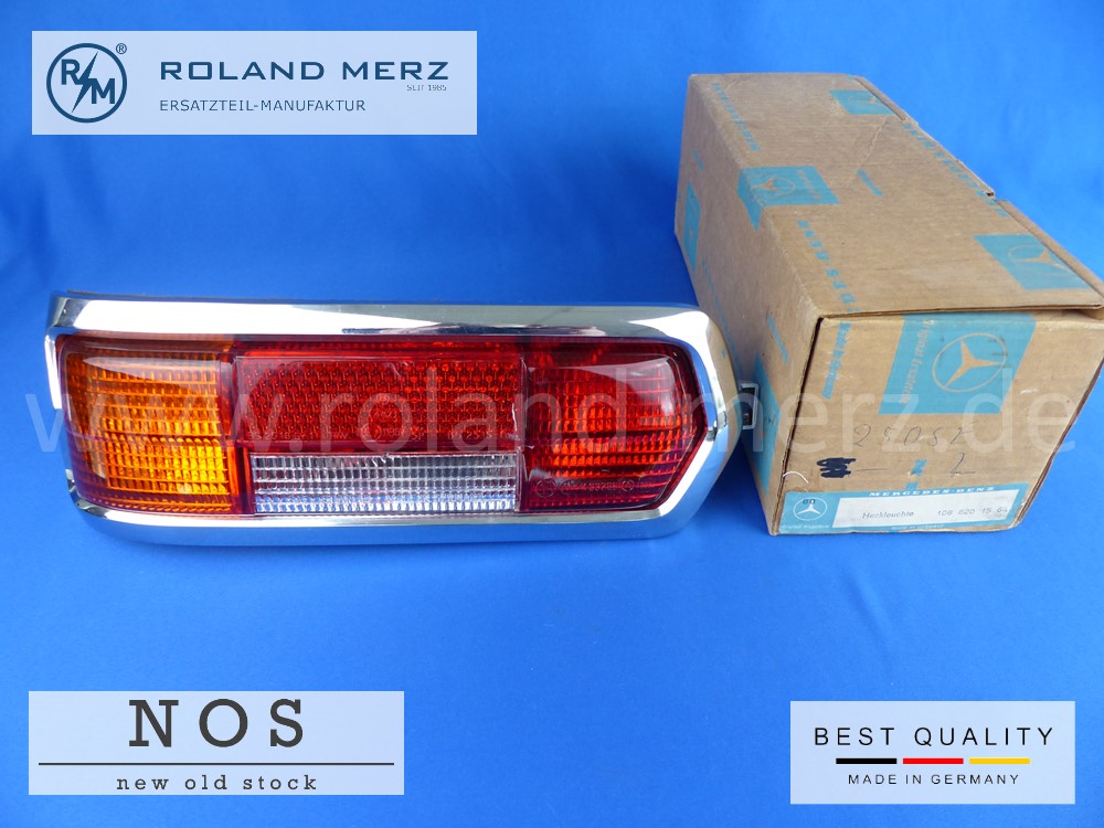 1088201564 Heckleuchte Rückleuchte links kompl. Mercedes E.: 1088200164, W108, W109, 250S, 250SE, 280S, 280SE, 280SEL, 300SEL, Original Mercedes Ersatzteil, NOS 