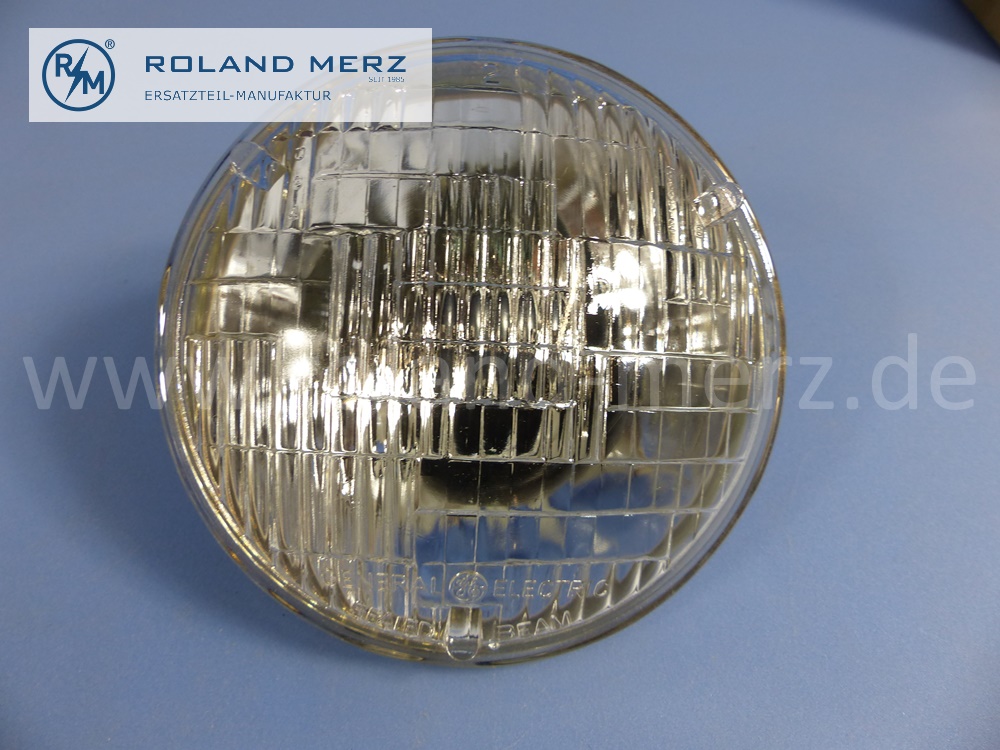 0008260099 General Electric beam unit, sealed beam, Halogen, left and right, Type 1, right hand traffic, Mercedes W107, W108, W109, W111, W112, W116, original Mercedes spare-part, NOS