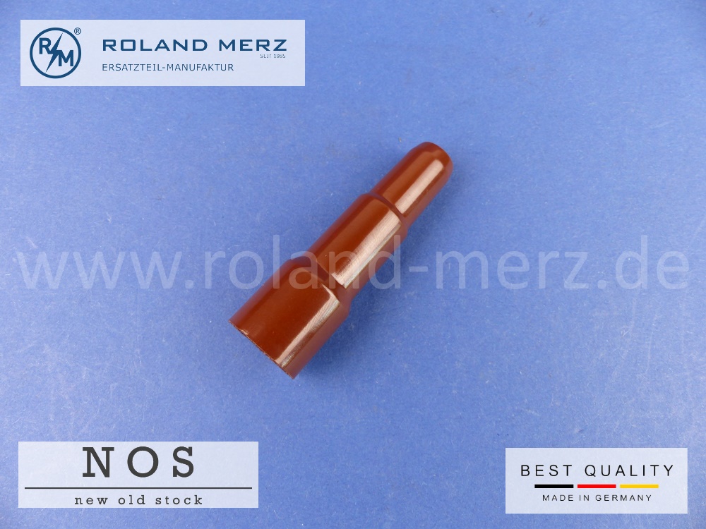 P1100599 Zündkerzenstecker 000 159 15 42 Bakelit dunkelbraun 62 mm lang 1 K Ohm entstört mit M4 Anschluss
