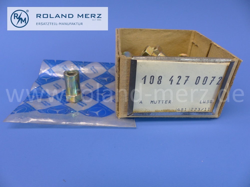 1084270072 Mutter, Schaftmutter Handbremsnachstellung, Mercedes W108, W109, W110, W111, W112, original Mercedes Neuteil, NOS 