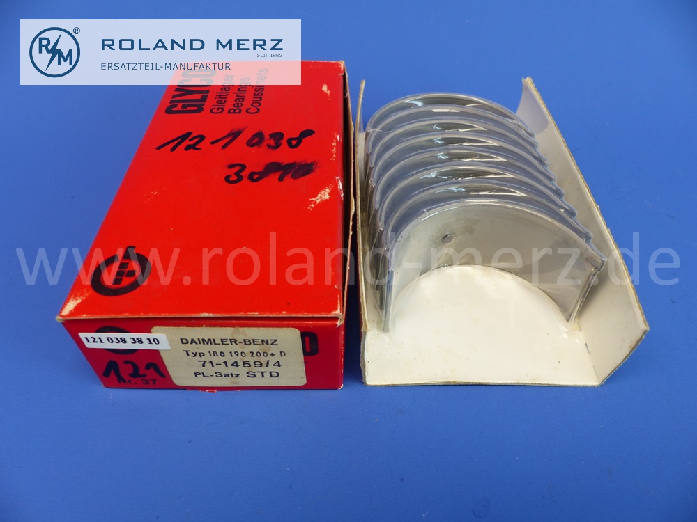 1210383810 Satz Pleuellager, Pleuellagerschalen, Glyco, normal, 52mm, Mercedes M121, OM621, 190SL, 180a, 180b, 180c, 190, 190b, 190c, E. 1210300060, Original Mercedes Neuteil, NOS 