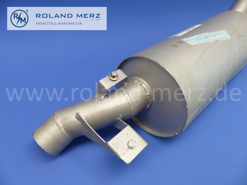 1984910199 Schalldämpfer, Hauptschalldämpfer für Mercedes 300SL Roadster, BM 198.042, mit Schelle 1984920040, passgenaues Original Mercedes-Neuteil, NOS