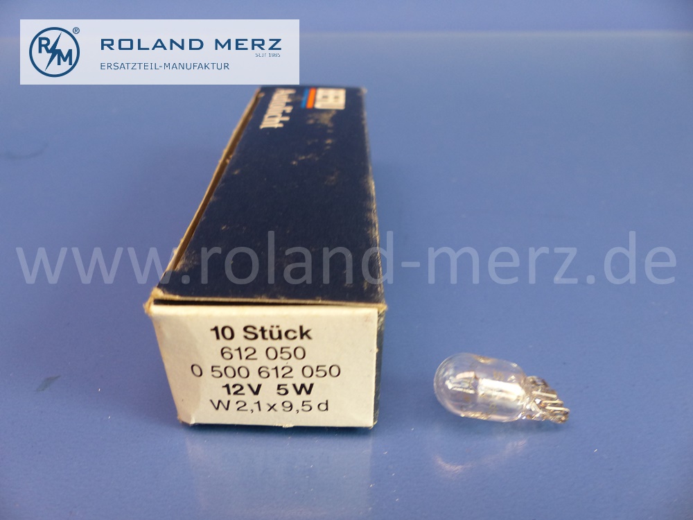 612050 Glühlampe Kennzeichenbeleuchtung, 12V, 5W, BERU 0500612050, W 2,1x9,5 d, Original BERU Neuteil, NOS 