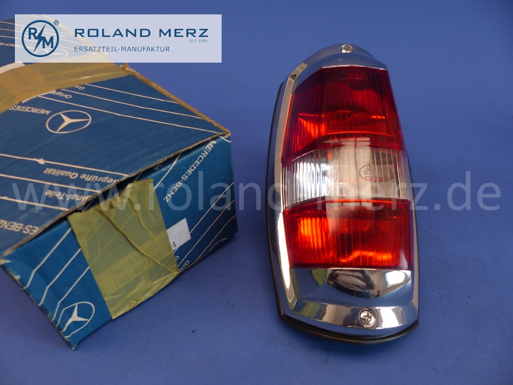 101808200664 1808200664 Rücklicht komplett, rot - weiß - rot, Export, späte große Ausführung, Mercedes W105, W120, W121, W128, W180, 190SL, Ponton, Original Mercedes Neuteil, NOS 