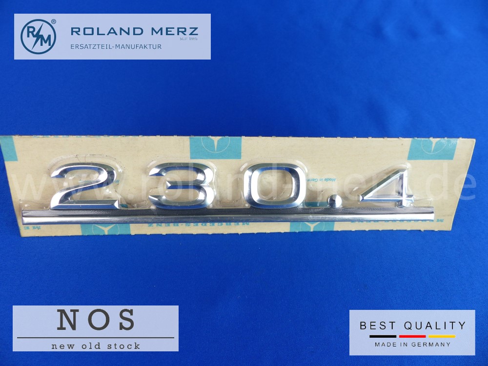 115 817 09 15 Typenkennzeichen / Schriftzug 230.4 auf Heckdeckel original Neuteil/ NOS für Mercedes 230.4