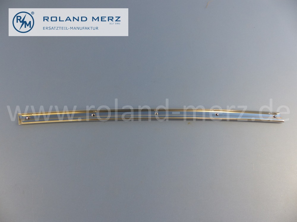 1077250365 Schiene, Abdichtschiene, Chromschiene, Fensterrahmen Tür, vorne schräg, links, Länge 515mm, Mercedes R107 roadster, SL, Original Mercedes Neuteil, NOS