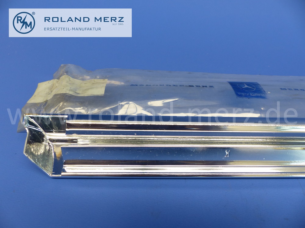 1157280130 trim bar, left, front door, Mercedes W114, Strich Acht Coupé, 250C, 250CE, 280C, 280CE, length 940 mm, original Mercedes spare-part, NOS