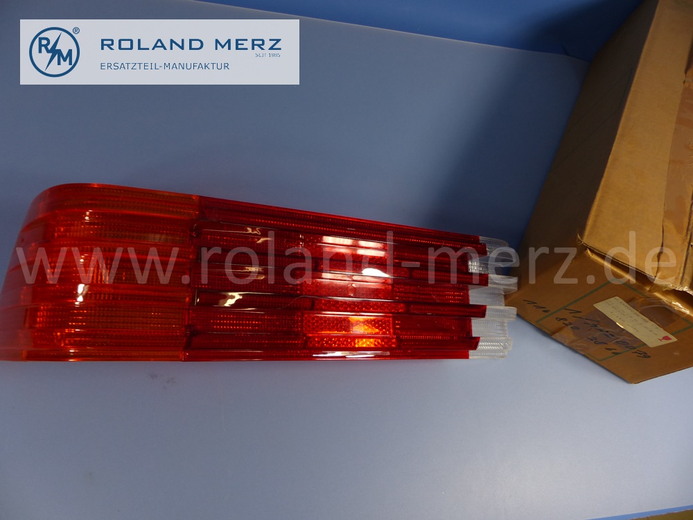 1168202866 Lichtscheibe, Abdeckglas Rücklicht links, ohne Reflektoreinheit, Mercedes W116 S-Klasse, LHD, Original Mercedes Neuteil, NOS
