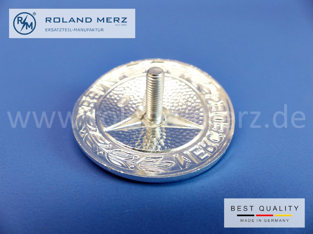 1158800388 Mercedes Firmenzeichen Emblem Mercedes Strich 8, W114, W115, W116, Ø 46mm, 115 880 03 88, Original Neuteil, NOS