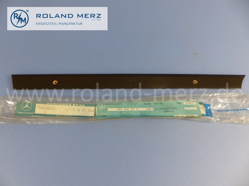 1117301051, Verkleidung Fensterschlüssel, Holzleiste, Fondtür rechts, hinten, Farbe 0481 dunkel, Länge 380mm, Mercedes W111, 220SB, 220SEB, Original Mercedes Neuteil, NOS