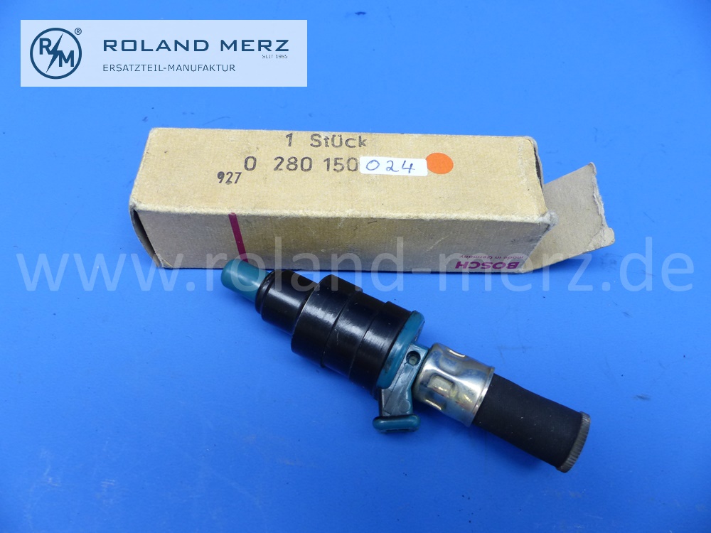 0280150024 injection valve, injector gasoline, Bosch, BMW E3, E9, Mercedes W116, R107, C107, Volvo B20, B30, Opel 28E, D-Jetronic, L-Jetronic, original Bosch spare part, NOS
