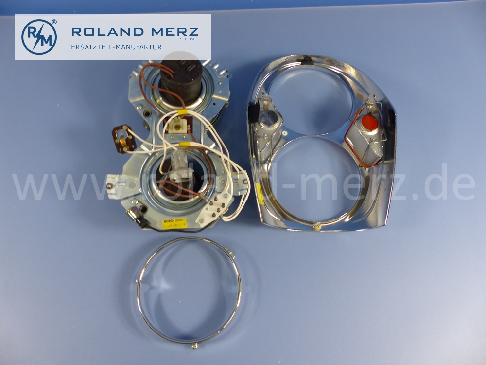 1088202861 Bosch Leuchteinheit, Scheinwerfer, Doppelscheinwerfer, asymmetrisch, Rechtsverkehr, rechts, Mercedes W109, 300SEL, Original Mercedes Neuteil, NOS - unvollständig -