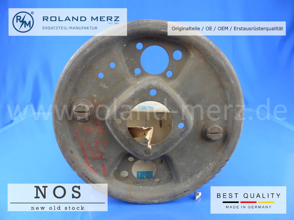 P1140777 Bremsträgerplatte, vorne rechts, mit Excenterschrauben, Mercedes A 121 420 01 16, BM 110, 111, 120, 121