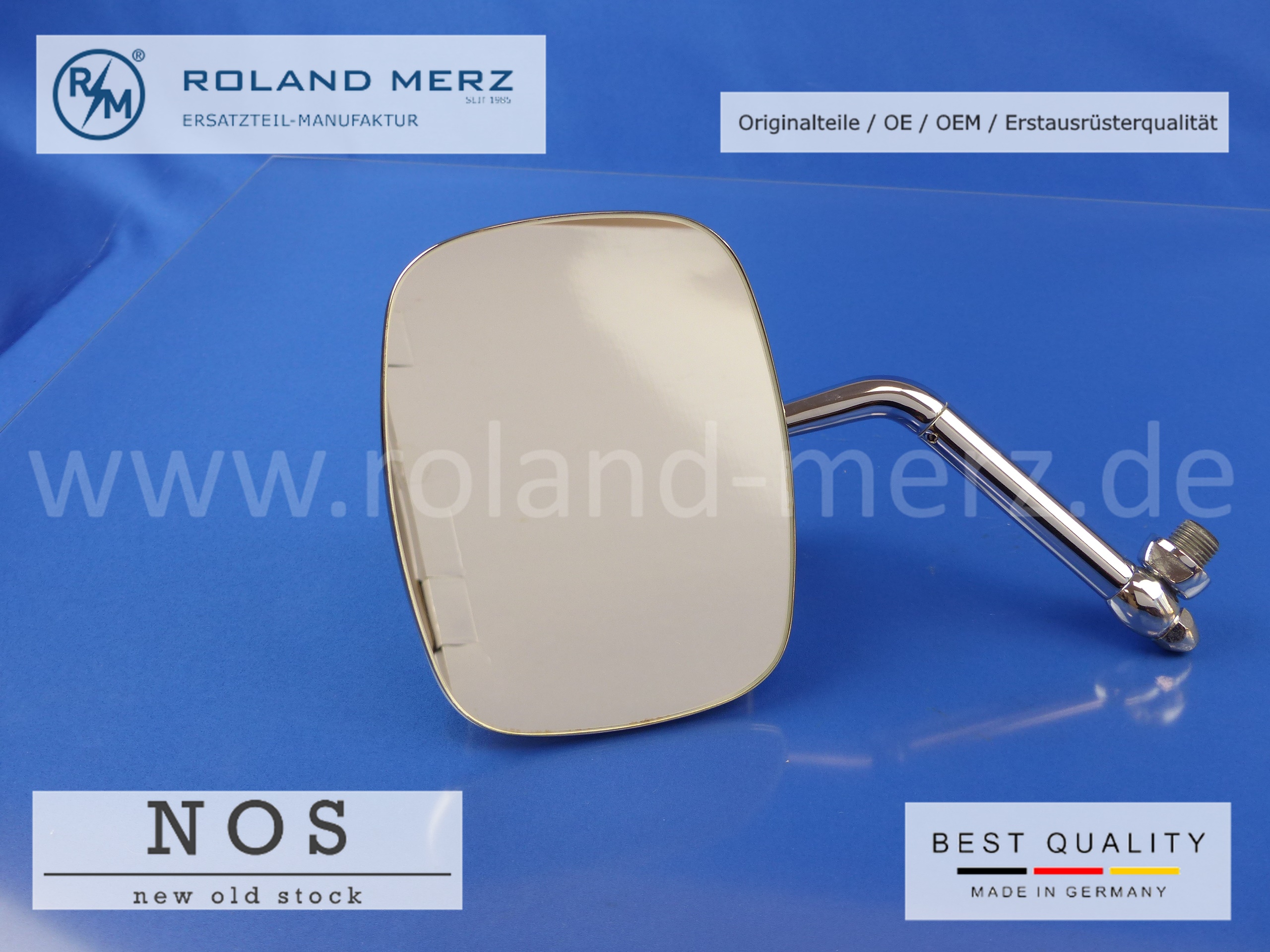 P1160829 retrovisor exterior, izquierdo, VW T2/181, cromado, plano, 211 857 513