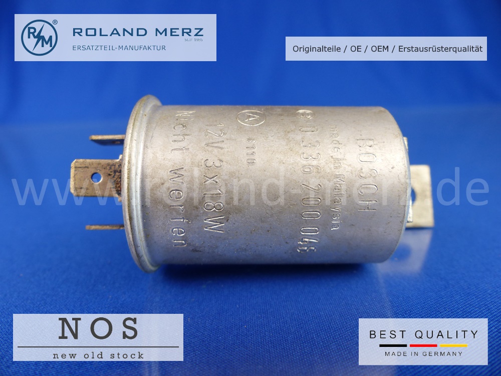 Blinkrelais 0 336 200 046 Bosch 12 Volt 3 x 18 W Bosch Originalausführung NOS mit Metallgehäuse