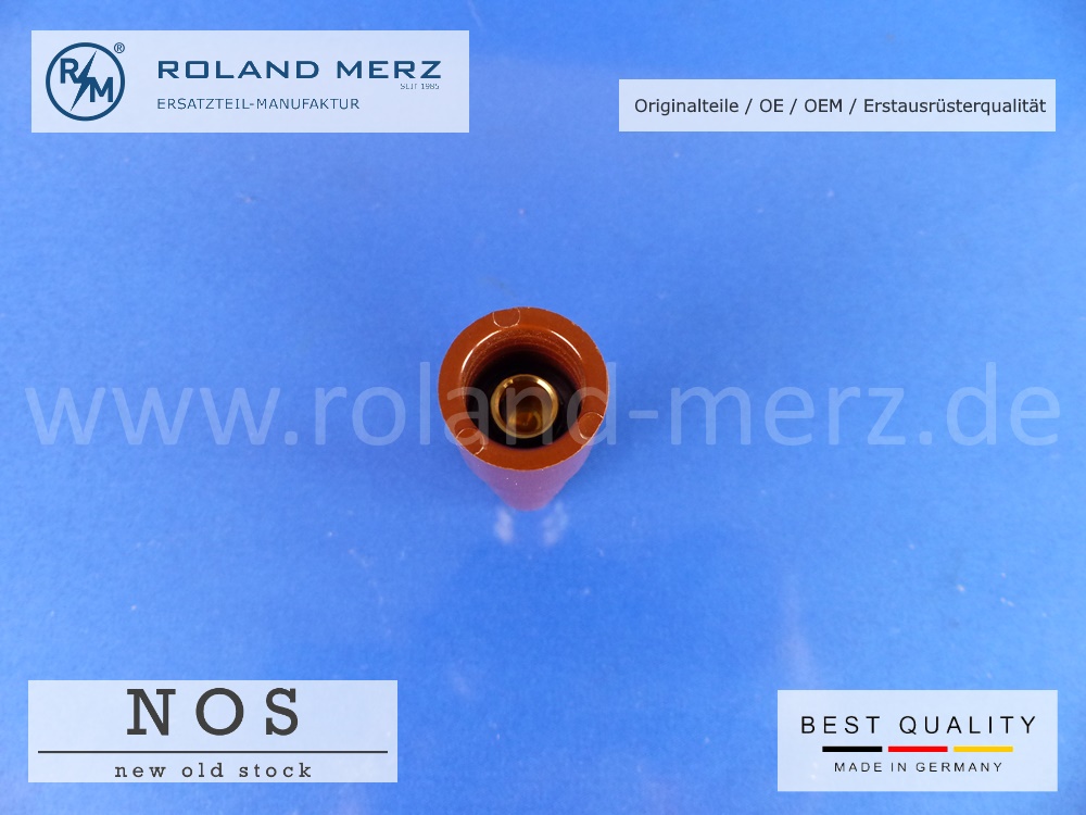 Kerzenstecker03 Zündkerzenstecker Bakelit rehbraun 62 mm lang 1 K Ohm entstört mit SAE Anschluss
