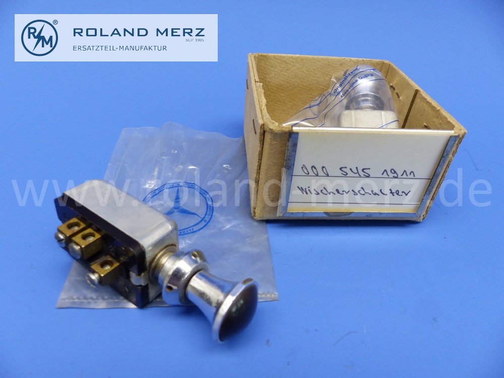 0005451911 Schubschalter 2 stufig für Scheibenwischer und Gebläse, Mercedes 190SL, 220a, 220S Cb/Cp, 220SE Cb/Cp, 300d, 300Sc, 300SL Roadster, E. 0005450611 / 1215400344 / 1985400744, original Mercedes Neuteil, NOS 