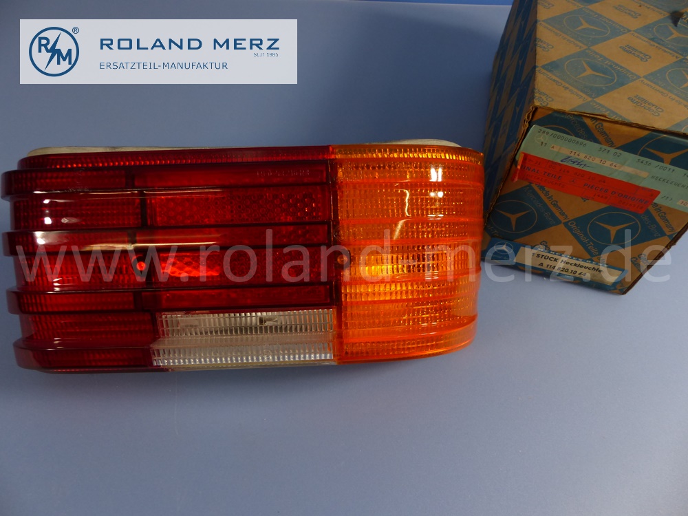 1148201064 Schlussleuchte, Heckleuchte, Rückleuchte, rechts, neuere Ausführung, Mercedes W114, W115, Strich 8, Original Mercedes Neuteil, NOS 