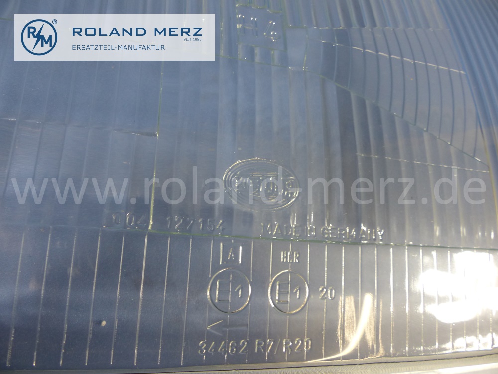 0028269190 Hella Lichtscheibe, Abdeckglas Scheinwerfer rechts, H4, Rechtsverkehr, Mercedes W123, Original Mercedes Neuteil, NOS 