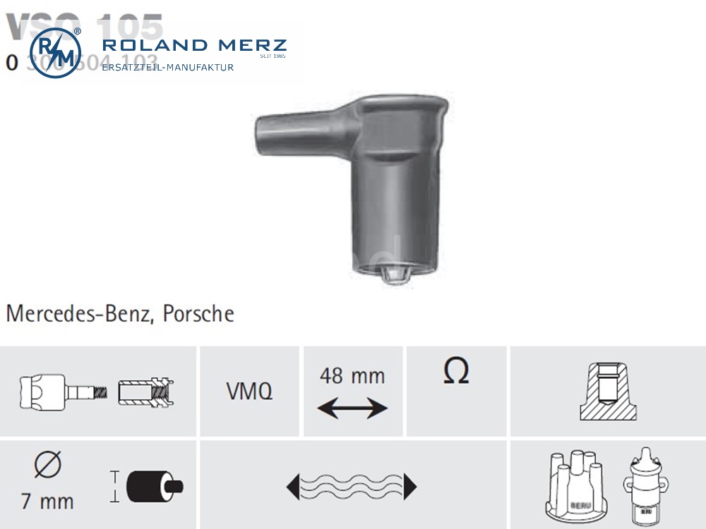VSO105 Stecker Zündspule Beru 0 300 504 103 Mercedes Porsche