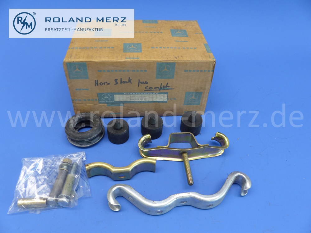 1165860049 Reparatursatz, Montagesatz Auspuff E. 1164900037 für Mercedes W116, 280SE, 450SE, 450SEL , Original Mercedes Neuteil, NOS - unvollständig -