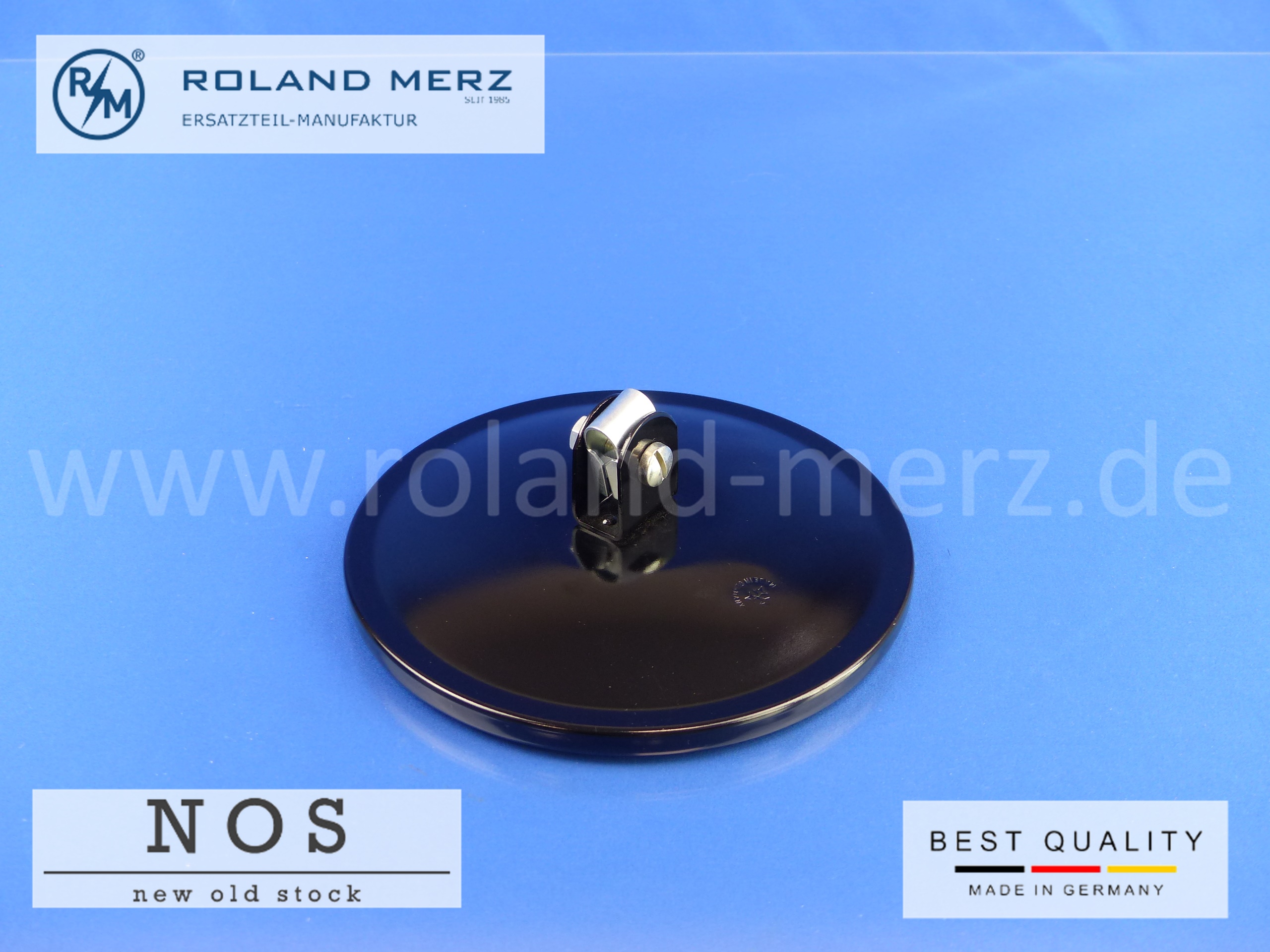P1160810 miroir extérieur, rond, noir mat, plat, universel 156 mm