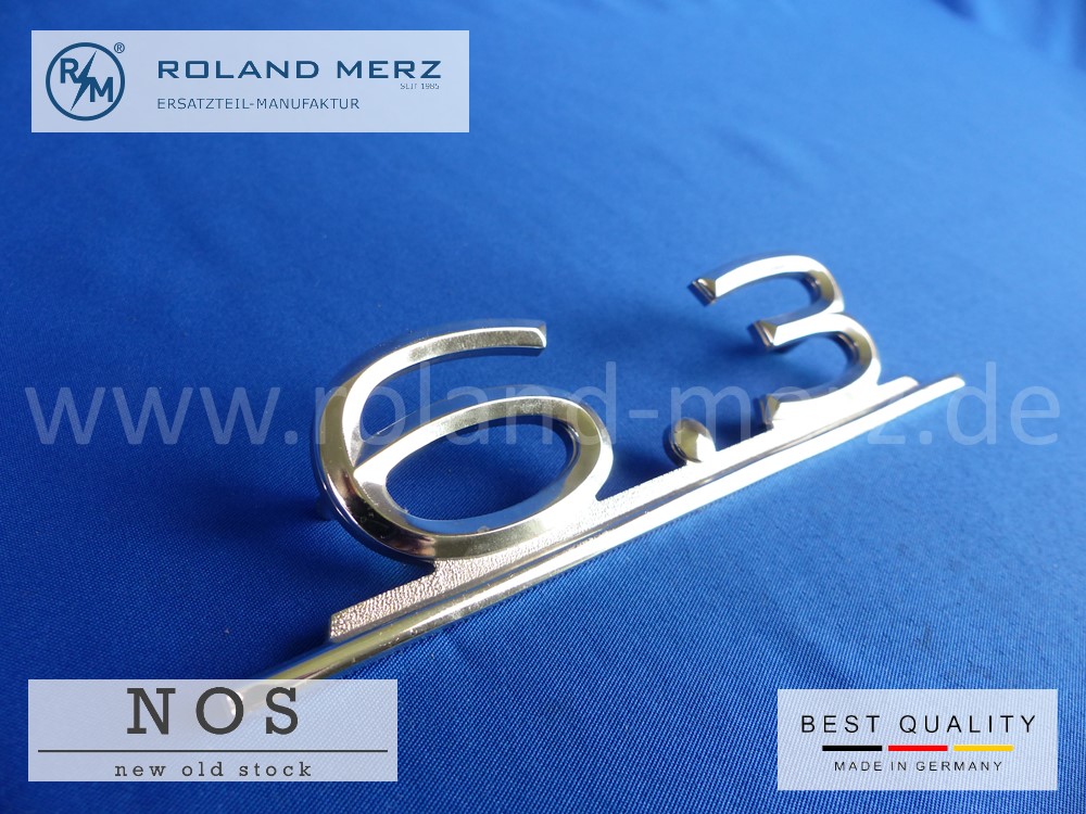 109 817 02 15 Typenkennzeichen auf Heckdeckel „6.3“ für Mercedes 300 SEL 6.3 original Neuteil/NOS109 817 02 15 Typenkennzeichen auf Heckdeckel „6.3“ für Mercedes 300 SEL 6.3 original Neuteil/NOS