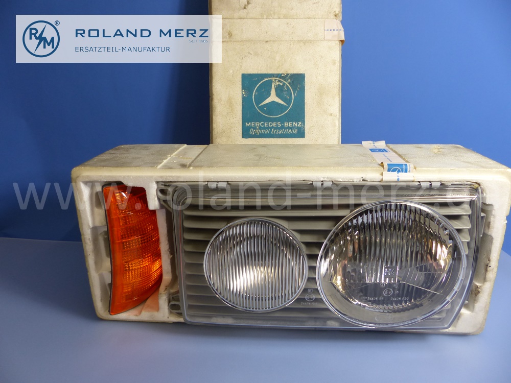 1238200159 Hella Leuchteinheit, Scheinwerfer, mit Blinkleuchte, H4, links, Rechtsverkehr, Mercedes W123, Original Mercedes Neuteil, NOS 