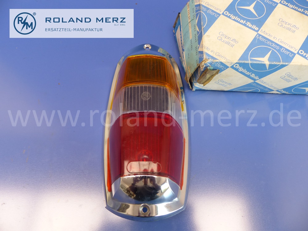101808200271 1808200271 Deckel Rücklicht, rot-weiß-gelb, späte Ausführung, Mercedes W105, W120, W121, W128, W180, Ponton, 190SL, Original Mercedes Neuteil, NOS 