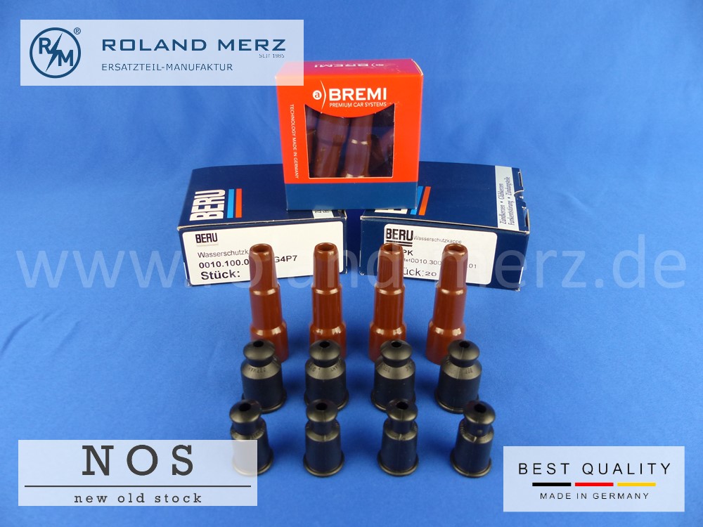 4-Zyl. Satz Bremi 10229N1 Zündkerzenstecker entstört und Beru G4P7, G1PK Wasserschutzkappen 4-Zyl. Satz Bremi 10229N1 Zündkerzenstecker entstört und Beru G4P7, G1PK Wasserschutzkappen