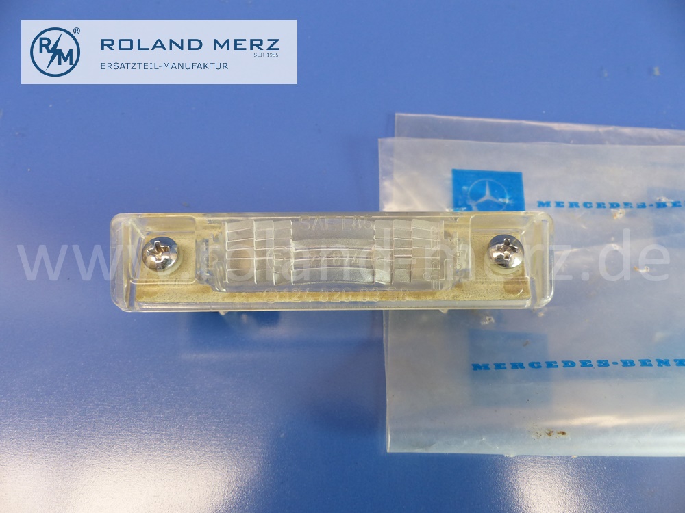 1248200356 Leuchte Kennzeichen, Kennzeichenleuchte Heckklappe, Mercedes S124, T-Modell, Kombi, E: 1248200756, Original Mercedes Neuteil, NOS 