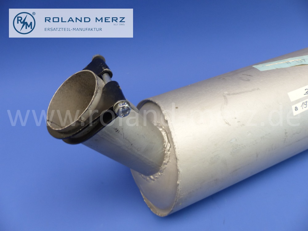 1984910199 Schalldämpfer, Hauptschalldämpfer für Mercedes 300SL Roadster, BM 198.042, mit Schelle 1984920040, passgenaues Original Mercedes-Neuteil, NOS
