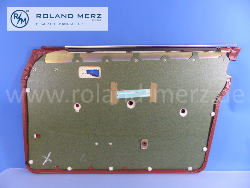 1237201170 Verkleidung , Türverkleidung, Fahrertür links, Stoffspiegel, weinrot 3074, Mercedes W123 Limousine, Original Mercedes Neuteil, NOS