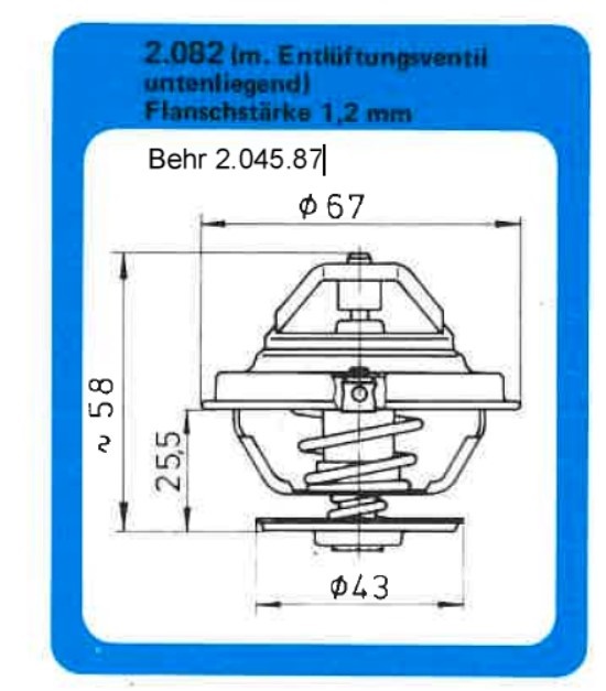 2,045,87 Thermostat Behr Mercedes Jaguar Lancia Steyr Monteverdi