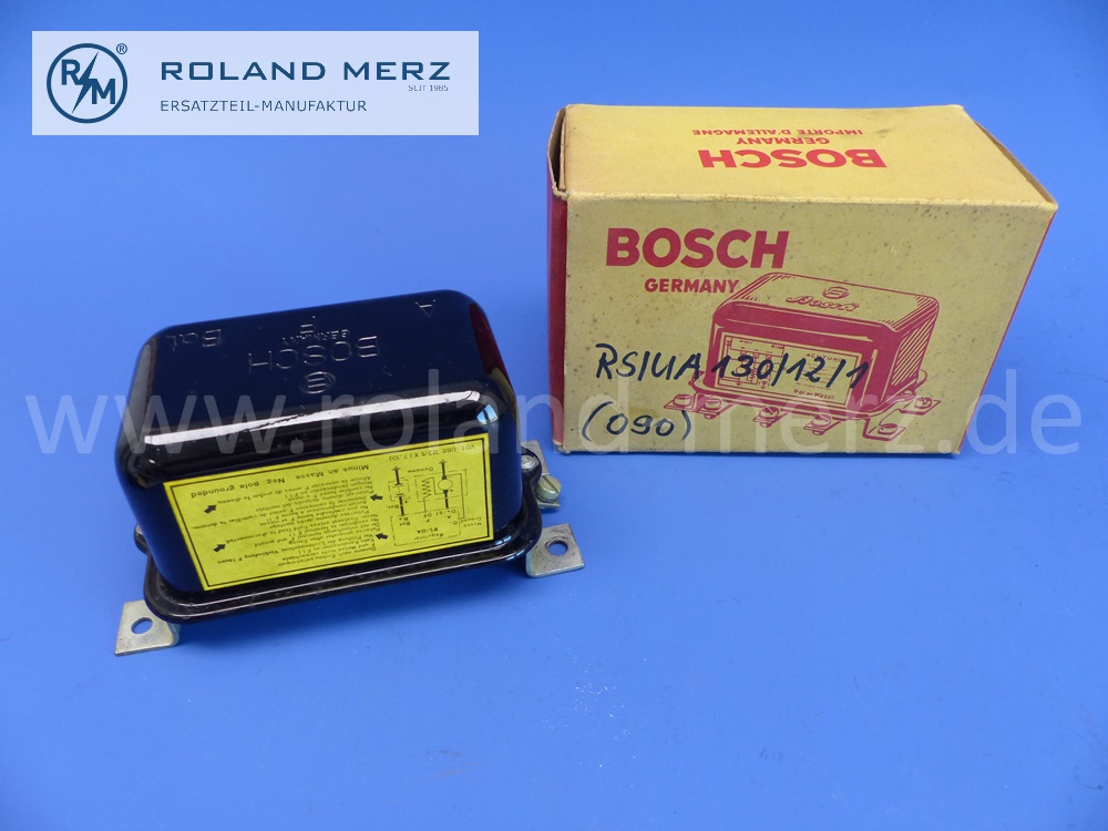 0190300007 Bosch Regler Lichtmaschine, Generatorregler, RS/UA 130/12/1, 12 V, Fiat 1400, 01.1950 - 12.1951, Original Bosch Austauschteil, NOS 