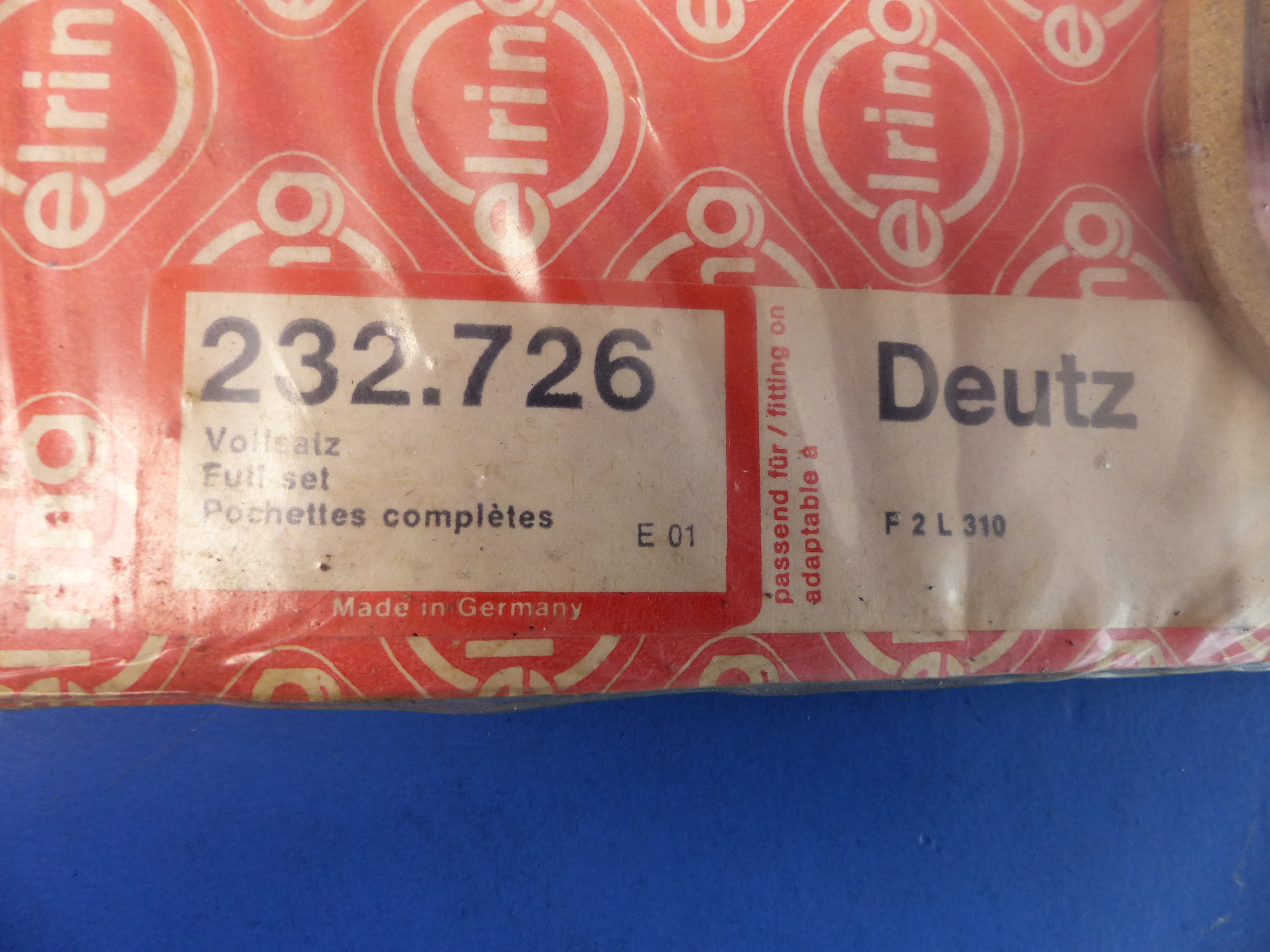 232.726 Dichtungssatz, Dichtsatz Motor, Vollsatz, Deutz F2L310, Elring, original Elring Neuteil, NOS 