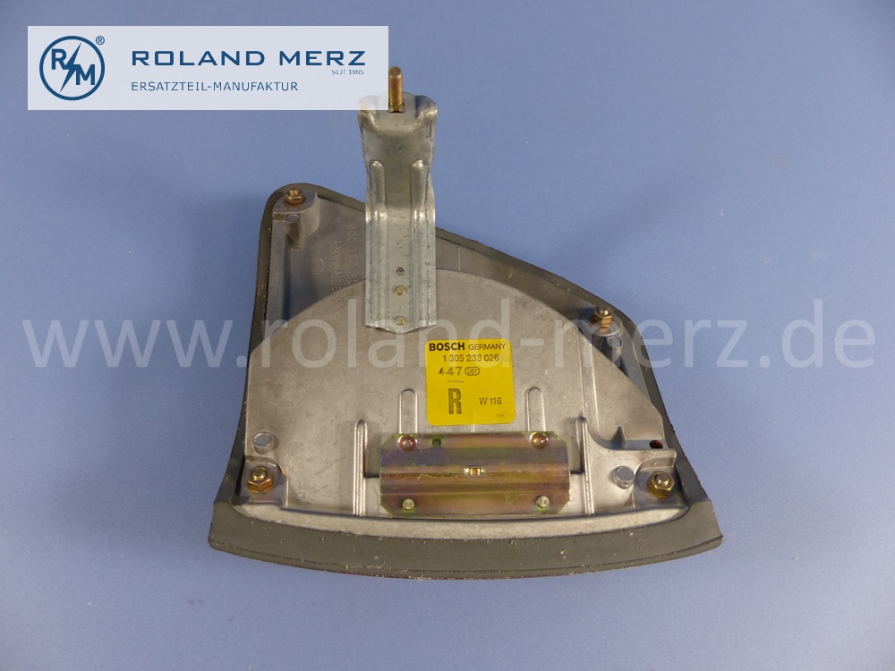 1168205861 Bosch Leuchteinheit, Scheinwerfer, H4, rechts, Leuchtweitenregulierung, mit Blinkleuchte, Rechtsverkehr, Mercedes W116, Original Mercedes Neuteil, NOS 