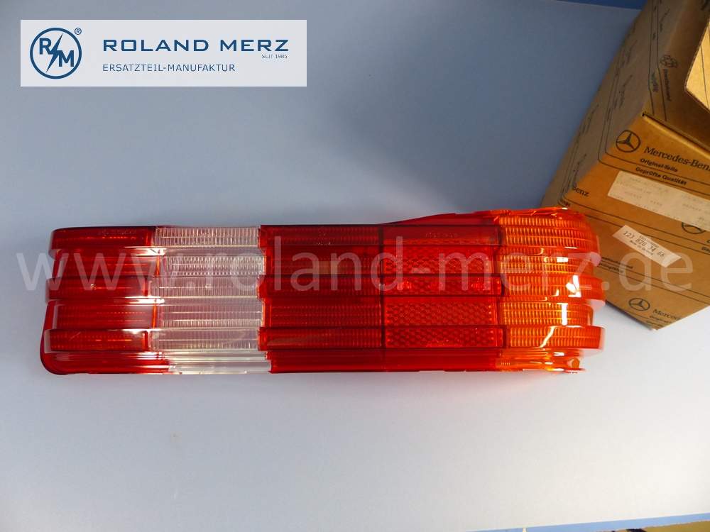 1238203466 Lichtscheibe, Abdeckglas Rücklicht rechts, Limousine, Mercedes W123, Original Mercedes Neuteil, NOS 