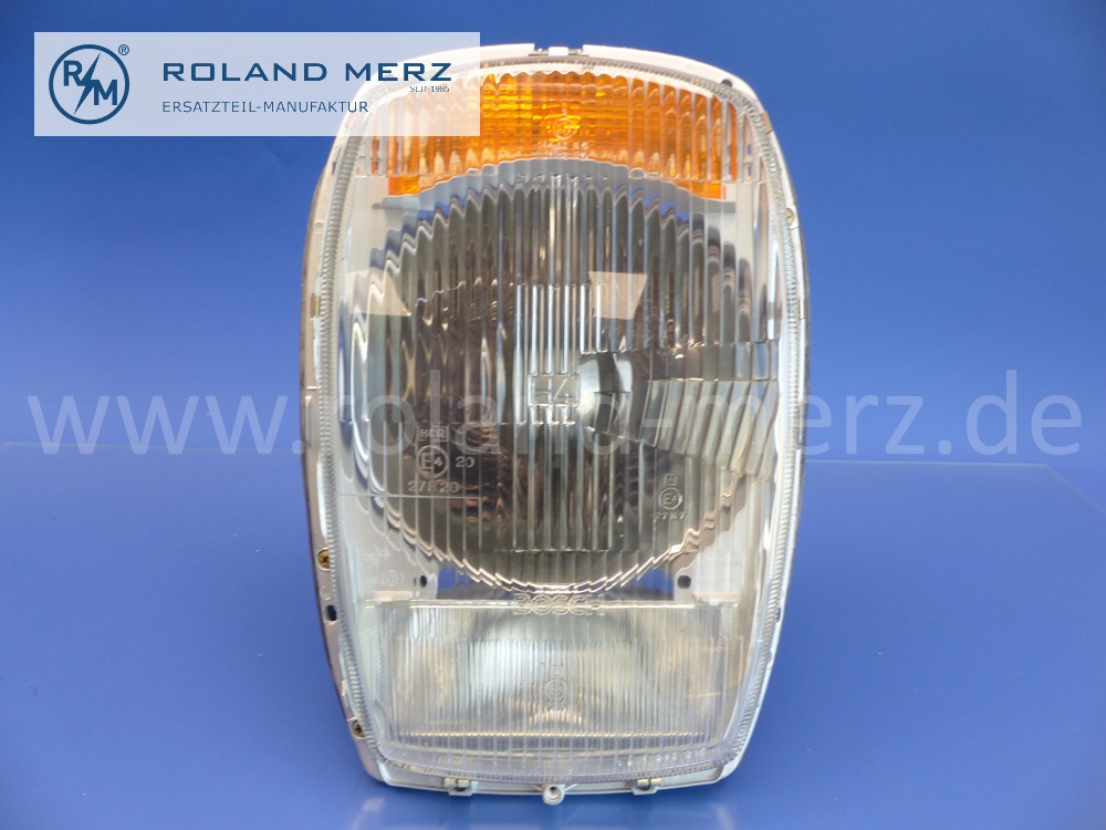 0301854101 Scheinwerfer Rechtsverkehr, Halogen H4, Mercedes W114, W115, Strich 8, E:1158206361, Original Bosch Neuteil, NOS 