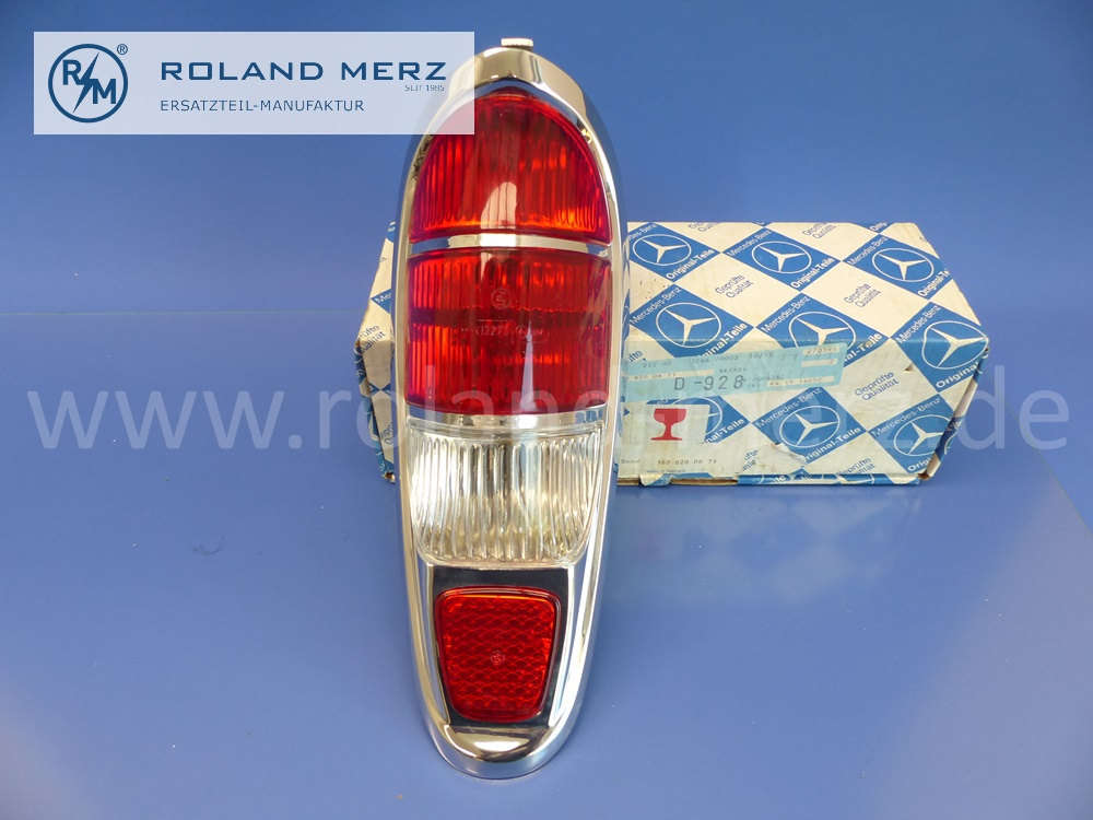 1808200671 Rücklicht, rot-rot-weiß, Mercedes W180, W128, W189, Ponton, USA, Original Mercedes Neuteil, NOS 