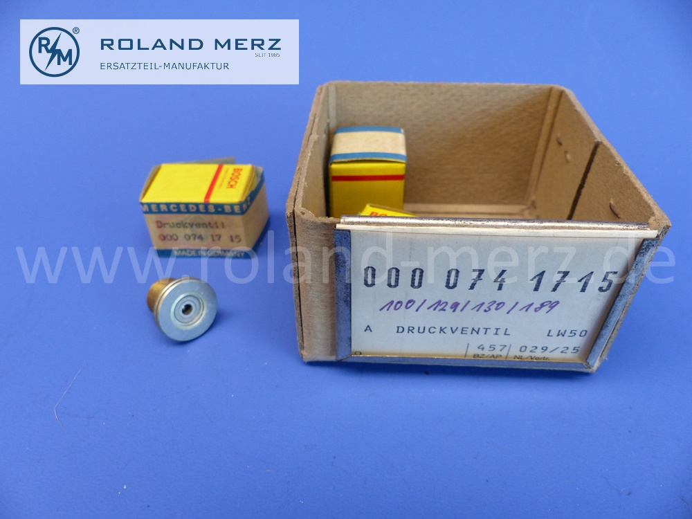0000741715 Bosch Druckventil für Einspritzpumpe, Mercedes M100, M129, M130, M189, Bosch 1417412001, Original Mercedes Neuteil, NOS 