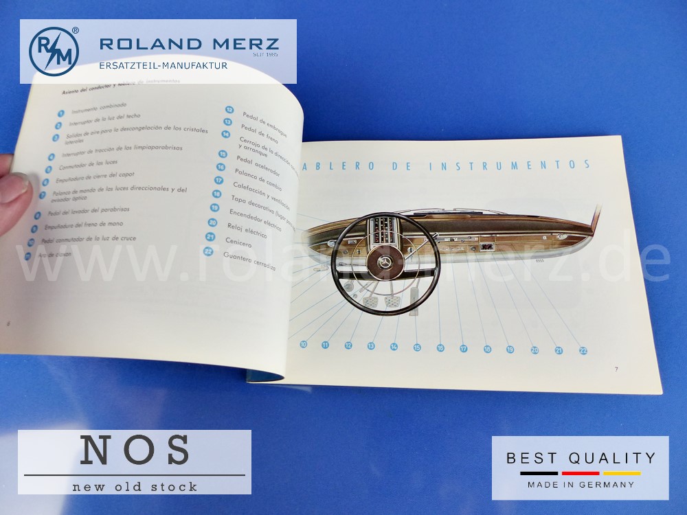 Original Mercedes 220SEb Instrucciones de Servicio / Betriebsanleitung in Spanisch 54 Seiten Ausgabe September 1959