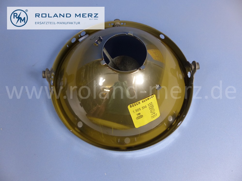 0008261881 Bosch reflector head lamp, left and right, left hand traffic, Mercedes W110 Heckflosse, original Mercedes spare-part, NOS