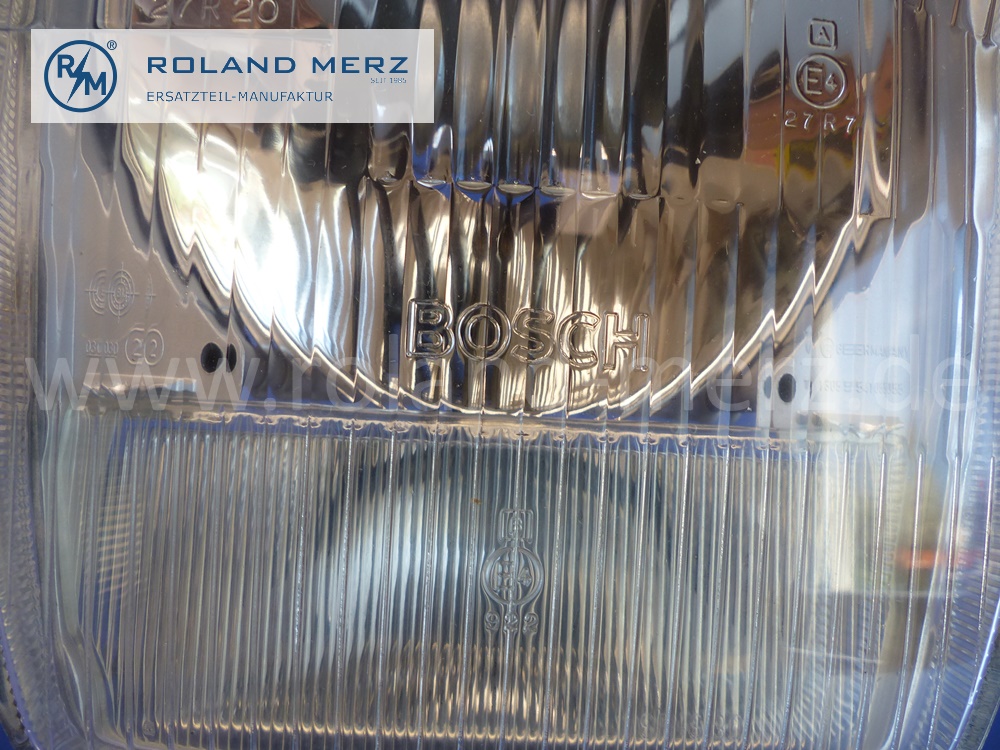 0301854101 Scheinwerfer Rechtsverkehr, Halogen H4, Mercedes W114, W115, Strich 8, E:1158206361, Original Bosch Neuteil, NOS 