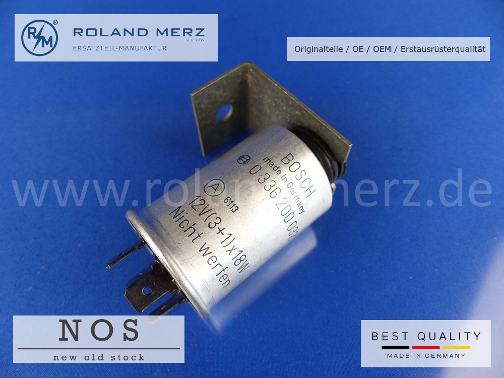 0-336-200-050-05IL5cqhh4RWupB Blinkrelais 001 544 30 32 Bosch 0 336 256 003 für Mercedes Bm 108, 109, 111, 112, 113 Bosch Originalausführung NOS mit Metallgehäuse