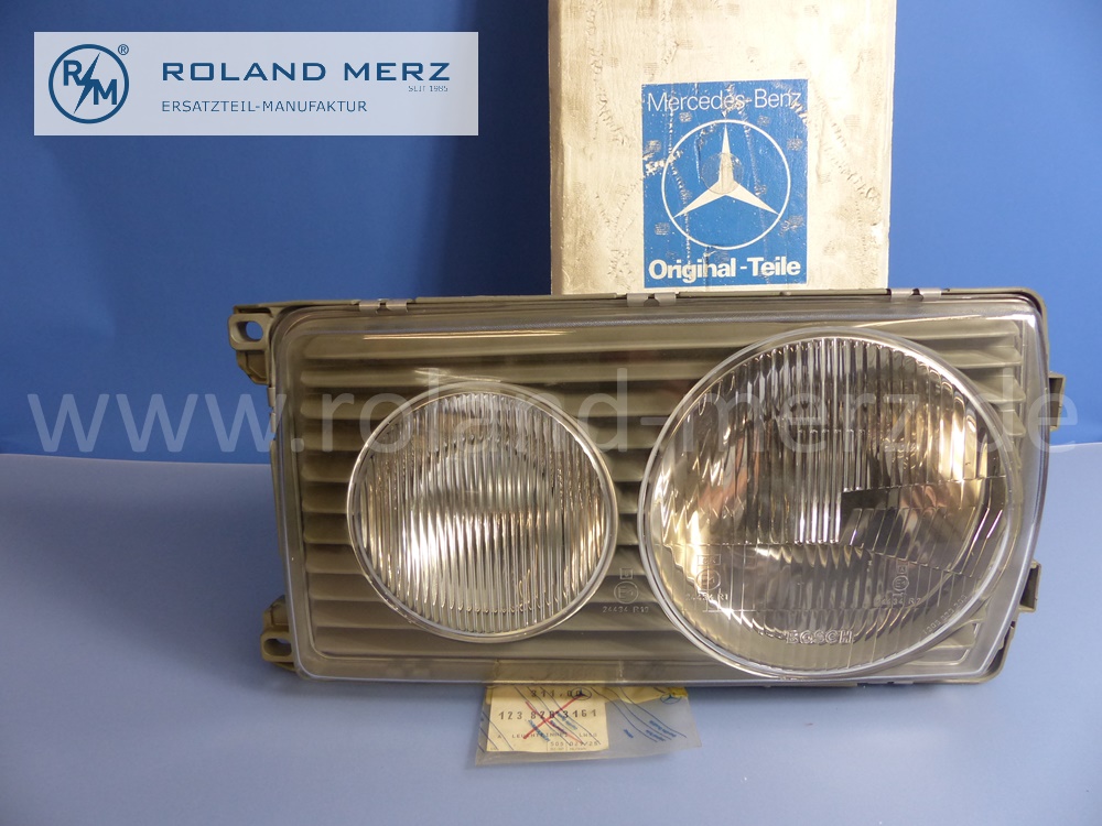 1238203161 Bosch Leuchteinheit, Scheinwerfer, H4, links, Rechtsverkehr, Mercedes W123, Original Mercedes Neuteil, NOS 