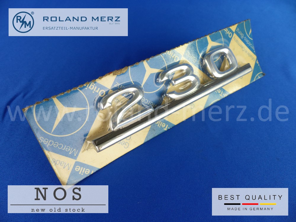 1148170815 Mercedes Typenkennzeichen auf Heckdeckel, W110, W114, W115, MB 230, original MB-Neuteil, NOS 1148170815 Mercedes Typenkennzeichen auf Heckdeckel, W110, W114, W115, MB 230, original MB-Neuteil, NOS