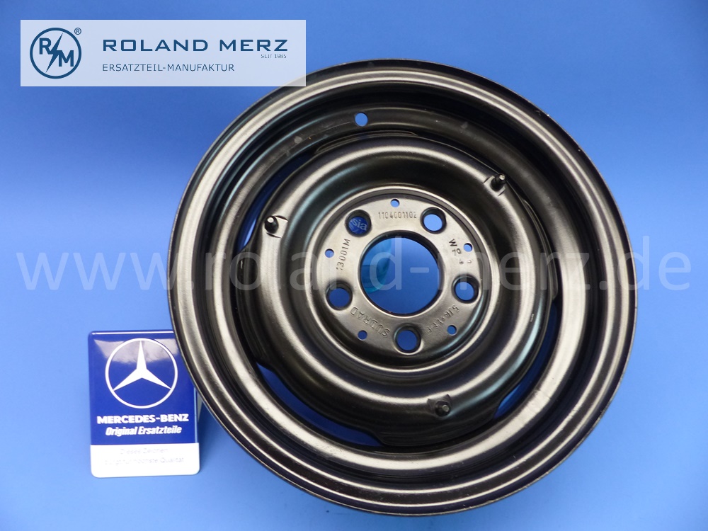 1104001102 Scheibenrad Stahl, Tiefbettfelge, Südrad, Mercedes W110, W111, W120, 180, 190C, 200, 230, 220B. 220SEB, 220SB, Original Mercedes Neuteil, NOS