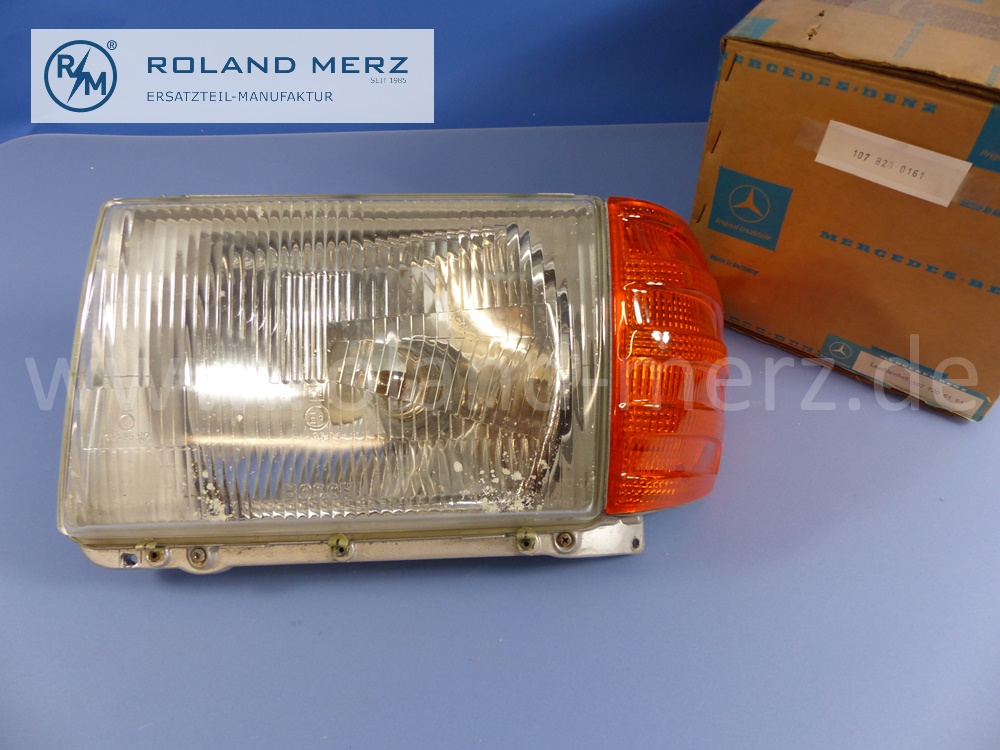 1078200161 Bosch Leuchteinheit, Scheinwerfer, mit Blinkleuchte, links, Rechtsverkehr, Mercedes W107, Original Mercedes Neuteil, NOS - Stockflecken -